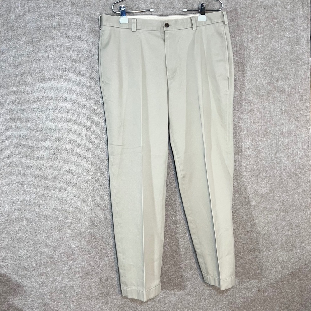 Brooks Brothers Advantage Chino Clark Mens 36x32 Khaki Tan Flat Front Preppy